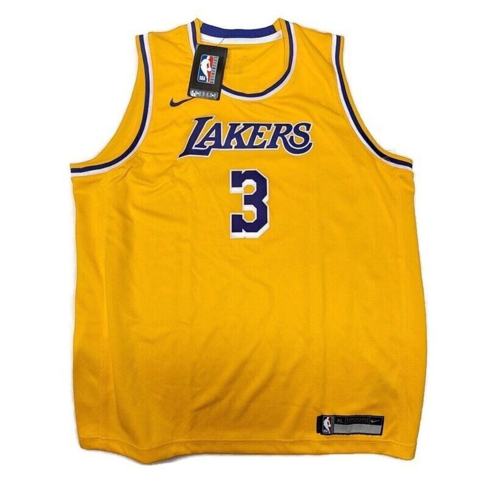 Nike Los Angeles Lakers Swingman Jersey Boys XL 18/20 Anthony Davis #3 Gold - Picture 2 of 8